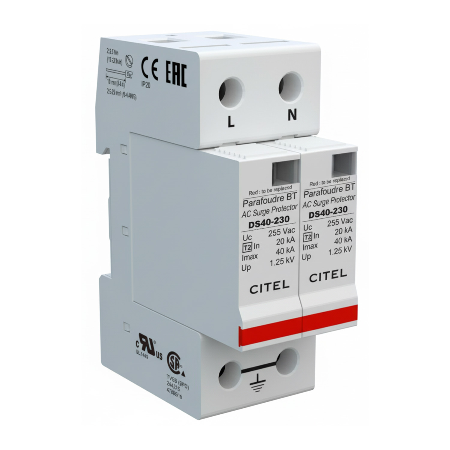 Protector contra sobretensiones (DPS) - CITEL - CA 1 fase T2 - C461501 DS42-230